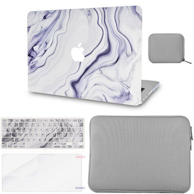 LuvCase MacBook Case - Marble Collection - Stone Marble with Slim Sleeve, Keyboard Cover, Screen Protector and Pouch