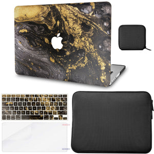 LuvCase MacBook Case - Marble Collection - Portoro Marble with Slim Sleeve, Keyboard Cover, Screen Protector and Pouch