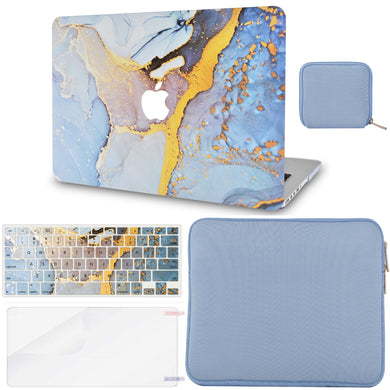LuvCase Macbook Case - Color Collection - Light Blue Swirl with Matching Keyboard Cover ,Screen Protector ,Slim Sleeve ,Pouch