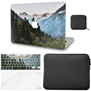 LuvCase Macbook Case - Color Collection - Forest Mountain with Matching Keyboard Cover ,Screen Protector ,Slim Sleeve ,Pouch