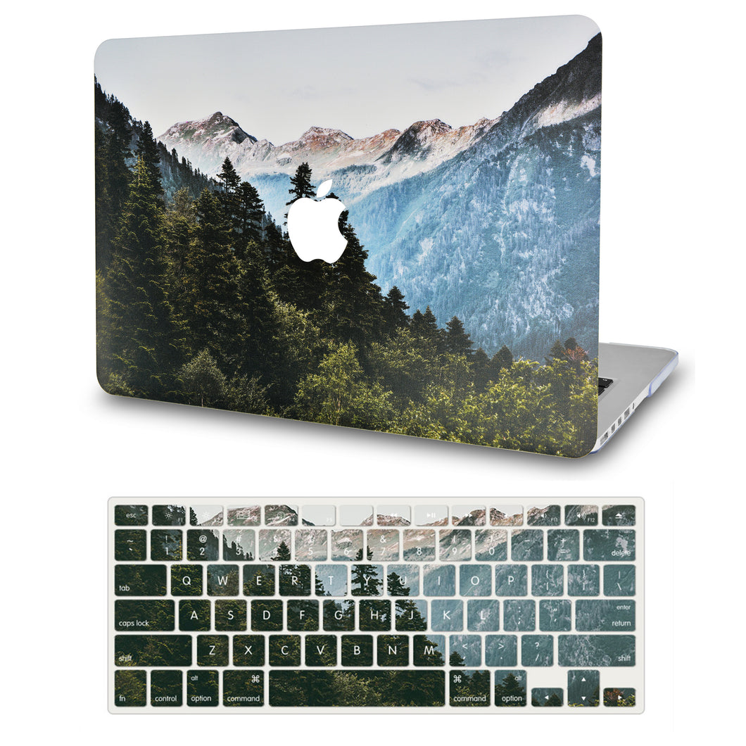 LuvCase Macbook Case - Color Collection -Forest Mountain with Matching Keyboard Cover