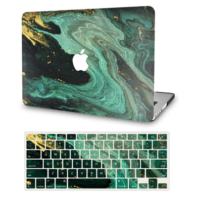 LuvCase Macbook Case Bundle -Marble Collection - Emerald Marble with Keyboard Cover