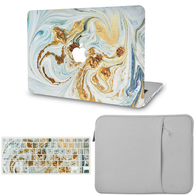 LuvCase MacBook Case  - Marble Collection - Glitter Marble with Sleeve and Keyboard Cover