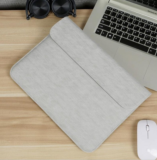 LuvCase Laptop Sleeve - Leather Collection - 13 inch - Light Grey - Horizontal