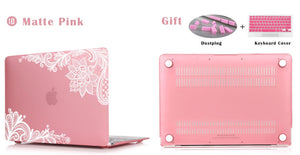 LuvCase Macbook Case - Lace Collection - Pink Case with White Lace