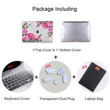 Load image into Gallery viewer, LuvCase Macbook Case Bundle - Floral Collection - Purple Pink Flowers with US/CA Keyboard Cover, Dust Plug and Sleeve