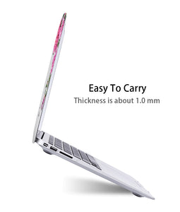 LuvCase Macbook Case Bundle - Floral Collection - Pink Roses with US/CA Keyboard Cover, Dust Plug and Sleeve