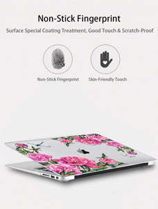 LuvCase Macbook Case Bundle - Floral Collection - Lavender and Leaves with US/CA Keyboard Cover, Dust Plug and Sleeve