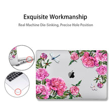 Load image into Gallery viewer, LuvCase Macbook Case Bundle - Floral Collection - Pink Roses with US/CA Keyboard Cover, Dust Plug and Sleeve