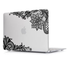 Load image into Gallery viewer, LuvCase Macbook Case - Lace Collection - Clear Case with Black Lace (with Free US Keyboard Cover and Dust proof cover)