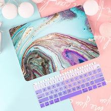 Load image into Gallery viewer, LuvCase Macbook Case Bundle - Macbook Case and US Keyboard Cover - Marble Collection - Lake Blue Marble