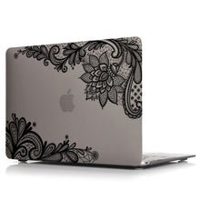 Load image into Gallery viewer, LuvCase Macbook Case - Lace Collection - Grey Case with Black Lace (with Free US Keyboard Cover and Dust proof cover)