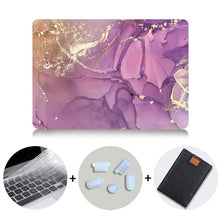 Load image into Gallery viewer, LuvCase Macbook Case Bundle - Marble Collection - Purple Gold Marble with US/CA Keyboard Cover, Dust Plug and Sleeve