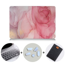 Load image into Gallery viewer, LuvCase Macbook Case Bundle - Marble Collection - Red Marble with US/CA Keyboard Cover, Dust Plug and Sleeve