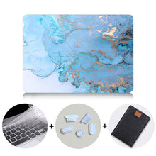 Load image into Gallery viewer, LuvCase Macbook Case Bundle - Marble Collection - Blue Gold Marble with US/CA Keyboard Cover, Dust Plug and Sleeve
