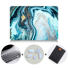 Load image into Gallery viewer, LuvCase Macbook Case Bundle - Marble Collection - Deep Blue Marble with US/CA Keyboard Cover, Dust Plug and Sleeve