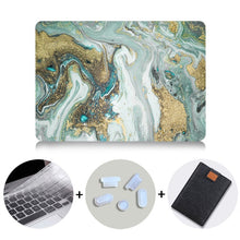 Load image into Gallery viewer, LuvCase Macbook Case Bundle - Marble Collection - Olive Gold Marble with US/CA Keyboard Cover, Dust Plug and Sleeve