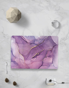 LuvCase Macbook Case Bundle - Marble Collection - Lavender Marble with US/CA Keyboard Cover, Dust Plug and Sleeve