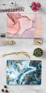 LuvCase Macbook Case Bundle - Marble Collection - Coral Red Marble with US/CA Keyboard Cover, Dust Plug and Sleeve