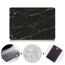 Load image into Gallery viewer, LuvCase Macbook Case Bundle - Marble Collection - Black Gold Diffuse Marble with US/CA Keyboard Cover, Dust Plug and Sleeve