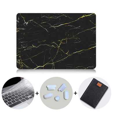 LuvCase Macbook Case Bundle - Marble Collection - Black Gold Diffuse Marble with US/CA Keyboard Cover, Dust Plug and Sleeve