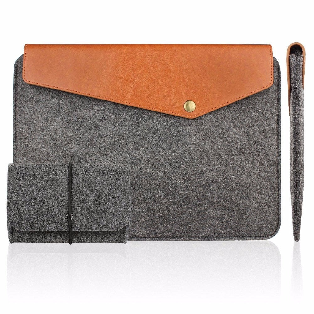 LuvCase Felt&Leather Laptop Sleeve Tablet Briefcase Carrying Bag - Grey