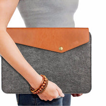 Load image into Gallery viewer, LuvCase Felt&amp;Leather Laptop Sleeve Tablet Briefcase Carrying Bag - Grey