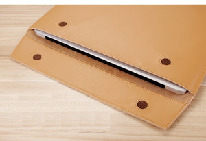 LuvCase Laptop PU Leather Envelope Sleeve Case For MacBook 13.3",15.4",11" - Vertical Khaki