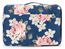 Load image into Gallery viewer, LuvCase Laptop 13 - 13.3 inch Sleeve Case Waterproof Canvas with Pocket - Navy Pink Roses