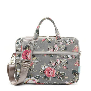 LuvCase Laptop Canvas Sleeve Shoulder Messenger Bag Case for 12/ 13/14/15 Inch - Dark Grey Roses