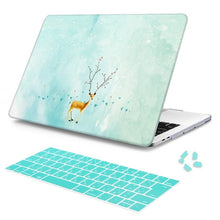 Load image into Gallery viewer, LuvCase Macbook Case - Marble Collection - Green Marble with Reindeer