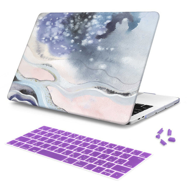LuvCase Macbook Case Bundle - Macbook Case and Keyboard Cover - Marble Collection - Blue Black Marble