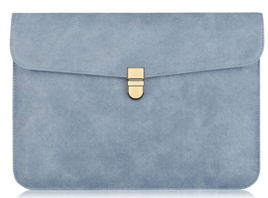 LuvCase Laptop Sleeve - Leather Collection - 13 inch - Denim Blue Horizontal with Clasp